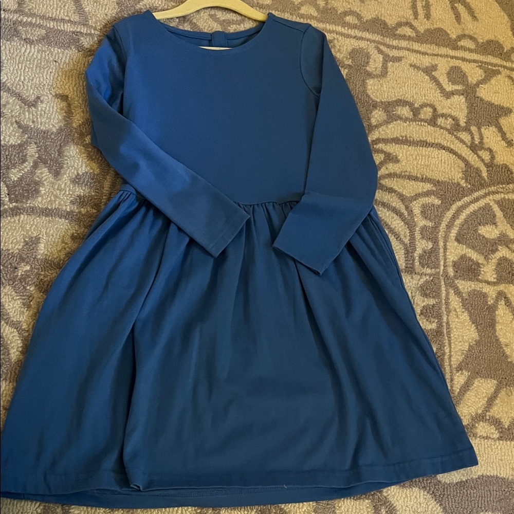 Girls' Long Sleeve Blue Dress - Classic Knit Skirt